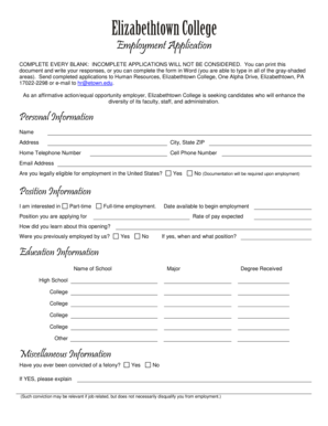 Employment Application Form