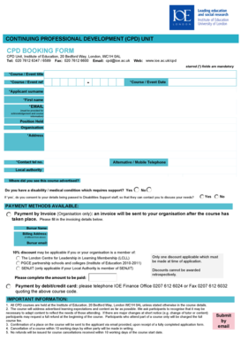 CPD Booking Form