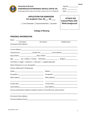 University of East Application for Admission