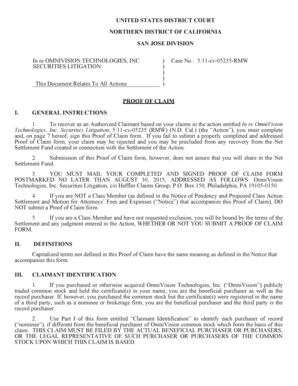 OmniVision Securities Litigation Proof of Claim