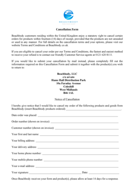 Beachbody Cancellation Form