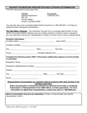 Medicare Prescription Drug Coverage Determination Form