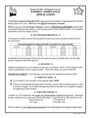 Nevada Energy Assistance Program Application