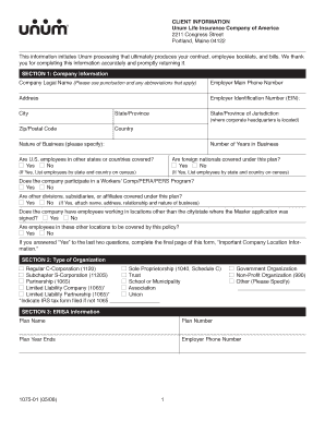 Unum Employee Benefits Application Form