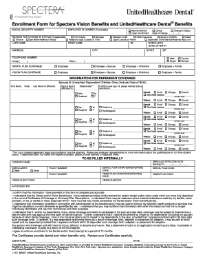 Enrollment Form for Spectera Vision and UnitedHealthcare Dental Benefits