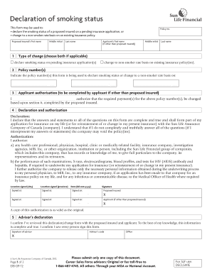 Declaration of Smoking Status
