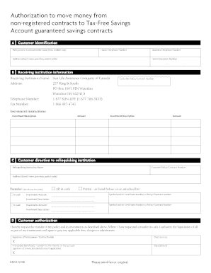 Authorization to Transfer Non-Registered Contracts to Tax-Free Savings Account
