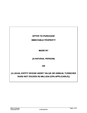 Offer to Purchase Immovable Property