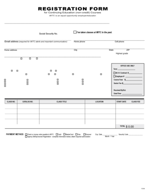 WITC Continuing Education Registration Form