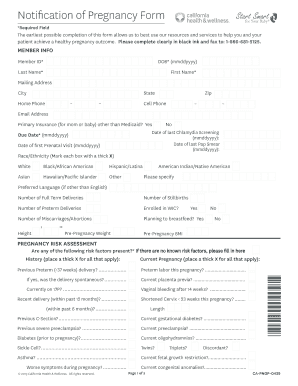 Notification of Pregnancy Form