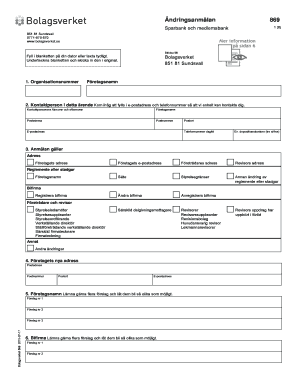 Swedish Company Change Notification Form 869