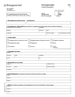 Swedish Business Change Notification Form 913