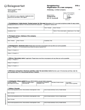 Swedish Company Registration Form