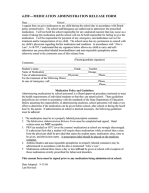 Medication Administration Release Form
