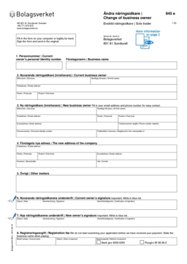 Change of Business Owner Form