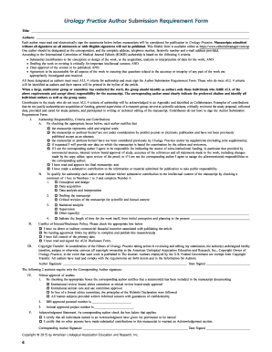Urology Practice Author Submission Requirement Form