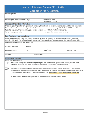 Journal of Vascular Surgery Manuscript Submission Form
