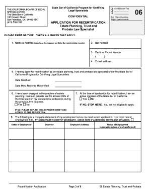 California Legal Specialization Recertification Application