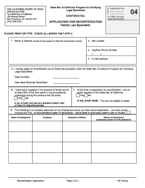 California Family Law Specialist Recertification Application