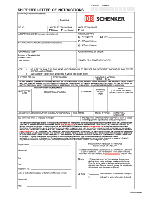 Shipper's Letter of Instructions