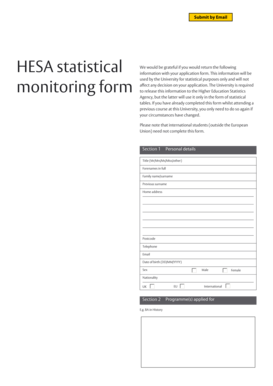 HESA Statistical Monitoring Form