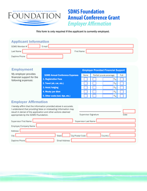 SDMS Foundation Annual Conference Grant Employer Affirmation - sdms