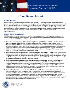 HSEEP Compliance Guidance Checklist