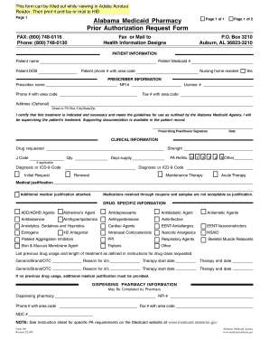 Alabama Medicaid Pharmacy Prior Authorization Request Form