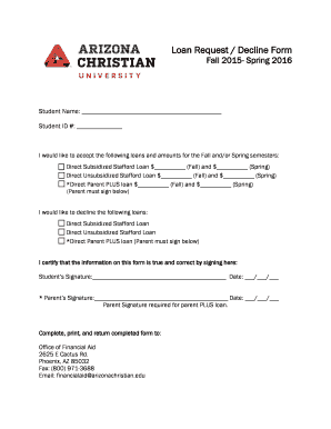 Loan Request Decline Form
