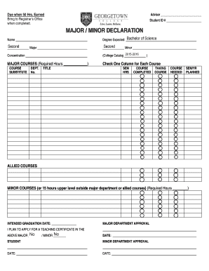 Major Minor Declaration Form