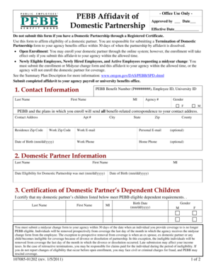 Oregon Domestic Partnership Affidavit