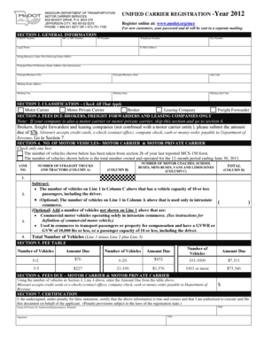 Missouri Unified Carrier Registration Form