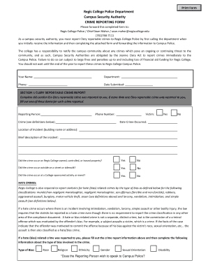 Blank police report template google docs - Regis College Police Department Campus Security Authority CRIME - regiscollege