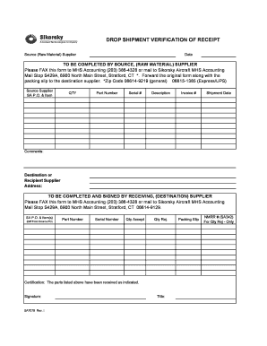 Drop Shipment Verification of Receipt