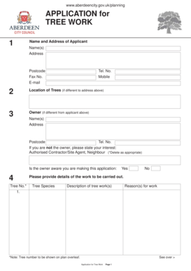 Tree Work Application Form
