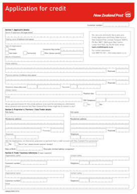 New Zealand Post Credit Application