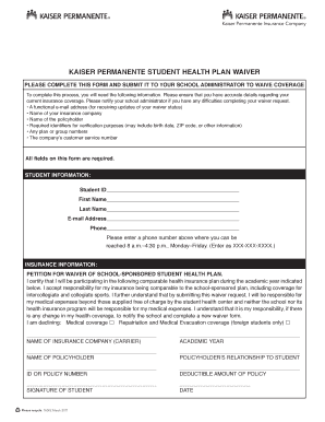 Kaiser Permanente Student Health Plan Waiver