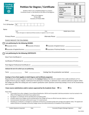 Petition for Degree Certificate Requirements