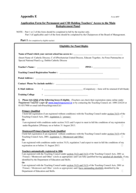 Application Form for Permanent and CID Holding Teachers' Access to the Main Redeployment Panel