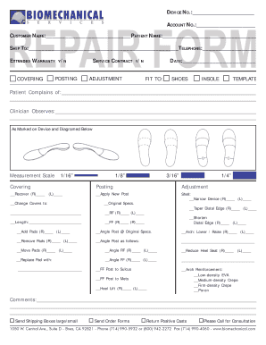 Orthotic Device Adjustment Form