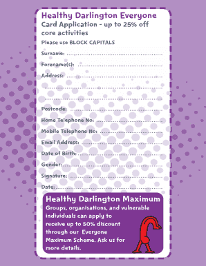 Healthy Darlington Everyone Card Application