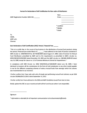 Certificate of dealership sample - Format for Declaration of Self Certification for New - Mirae Asset