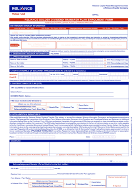 Reliance Golden Dividend Transfer Plan Enrolment Form