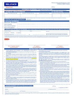 Systematic Withdrawal Plan Application Form