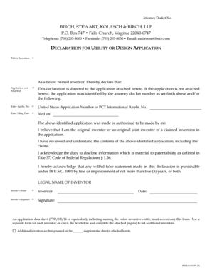 Declaration for Utility or Design Application