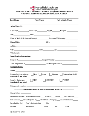 FBI Fingerprint-Based Criminal History Records Check Application