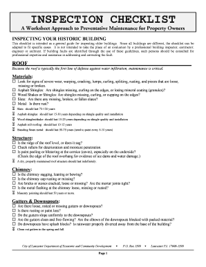 Historic Building Inspection Checklist