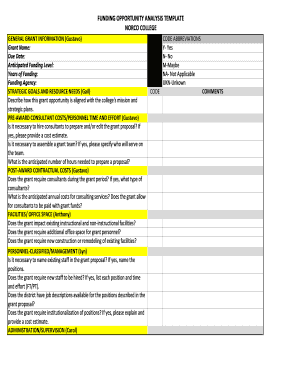 FUNDING OPPORTUNITY ANALYSIS TEMPLATE NORCO COLLEGE - norcocollege