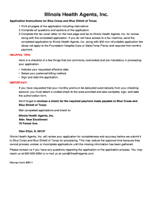Blue Cross and Blue Shield of Texas Health Insurance Application