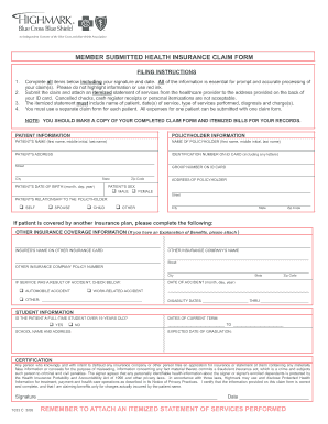Member Submitted Health Insurance Claim Form